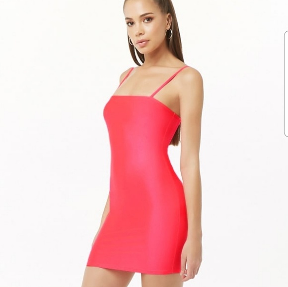 neon pink bodycon mini dress